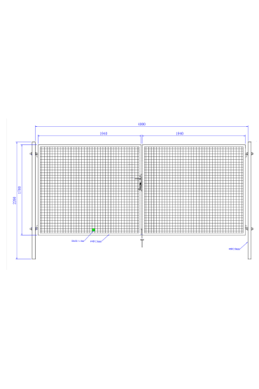 Brama ogrodowa SX 4,00 x 1,70 m -  zielona