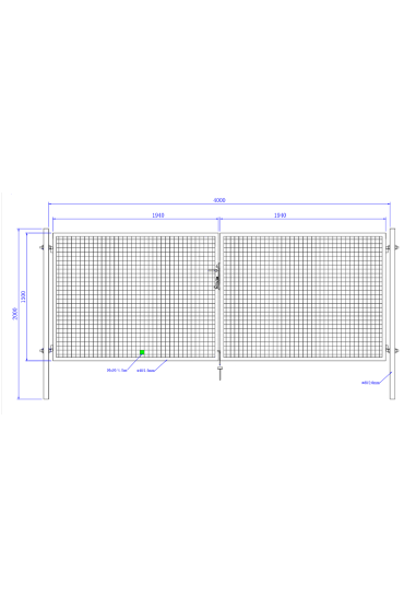 Brama ogrodowa SX 4,00 x 1,50 m - zielona