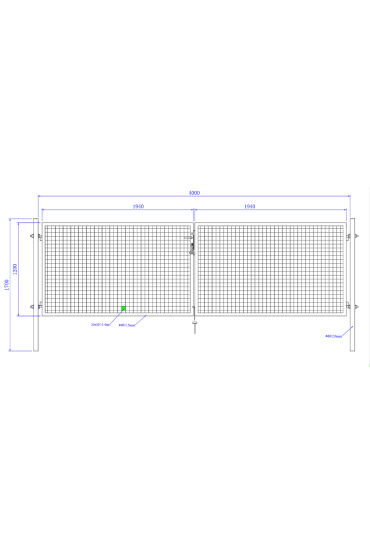 Brama ogrodowa SX 4,00 x 1,20 m - zielona