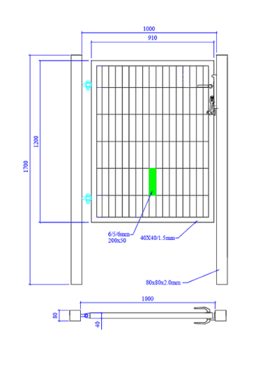 Furtka SX 656 - 1,00 x 1,20 m - zielona