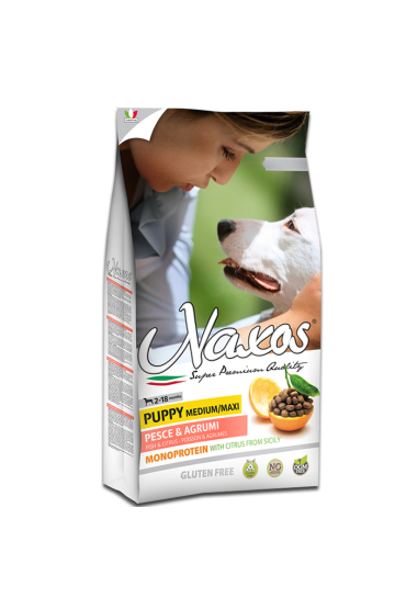 Naxos Puppy Medium/Maxi Ryba Karma Bezglutenowa i Monobiałkowa dla psów ras średnich i dużych 12kg