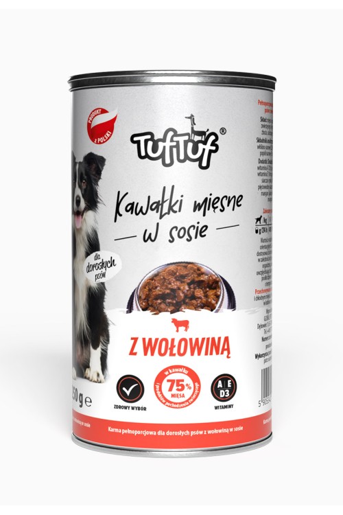 TUF TUF Kawałki mięsne z wołowiną dla psa 1250g