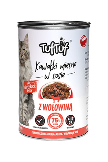 TUF TUF KOT kawałki mięsne z wołowiną 415g