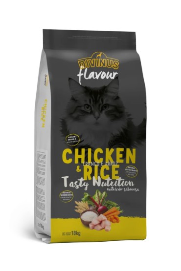 Divinus FLAVOUR dla dorosłego kota kurczak z ryżem 18 kg