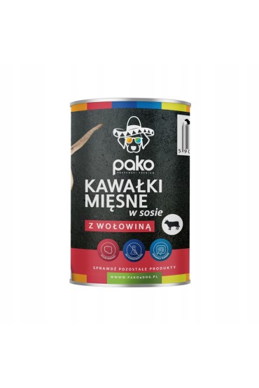 PAKO mokra karma dla psa kawałki w sosie wołowina 415g