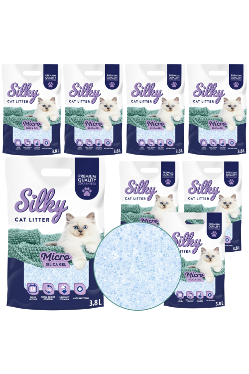 Żwirek silikonowy dla kota bezpyłowy MICRO SILKY 3,8l zestaw 8 szt.