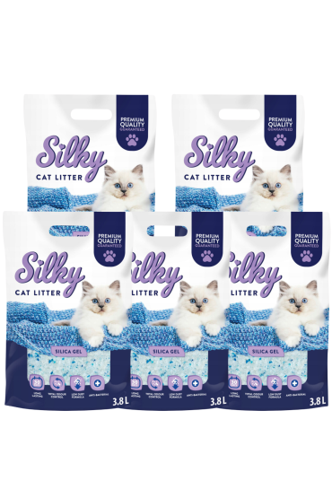Żwirek silikonowy dla kota Silky 3,8l  | zestaw 5 szt.