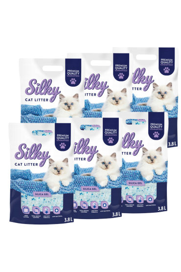 Żwirek silikonowy dla kota Silky 3,8l  | zestaw 6 szt.