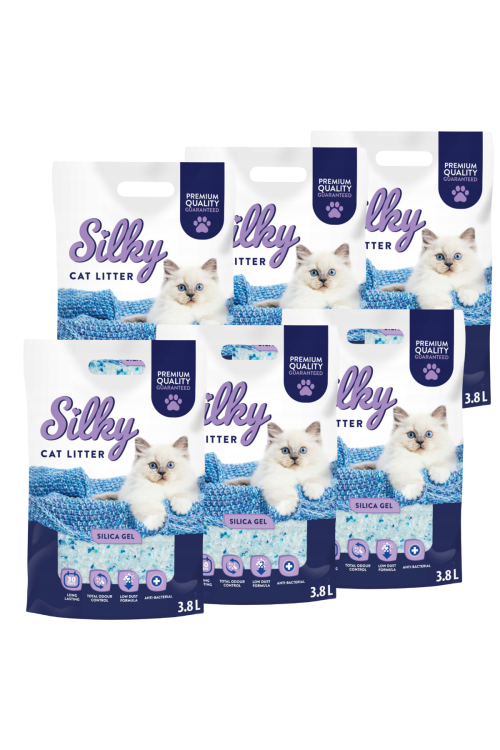 Żwirek silikonowy dla kota Silky 3,8l  | zestaw 6 szt.