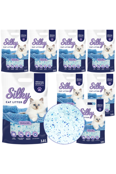 Żwirek silikonowy dla kota Silky 3,8l  | zestaw 8 szt.