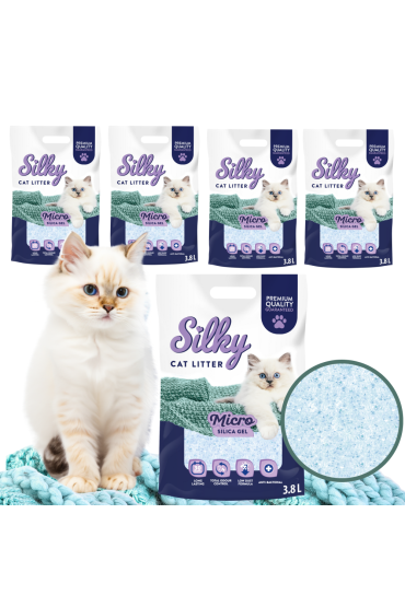 Żwirek silikonowy dla kota bezpyłowy MICRO SILKY 3,8l zestaw 5 szt.