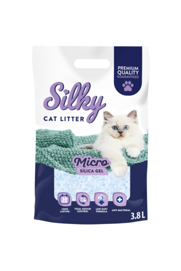 Żwirek silikonowy dla kota bezpyłowy SILKY MICRO  3,8l
