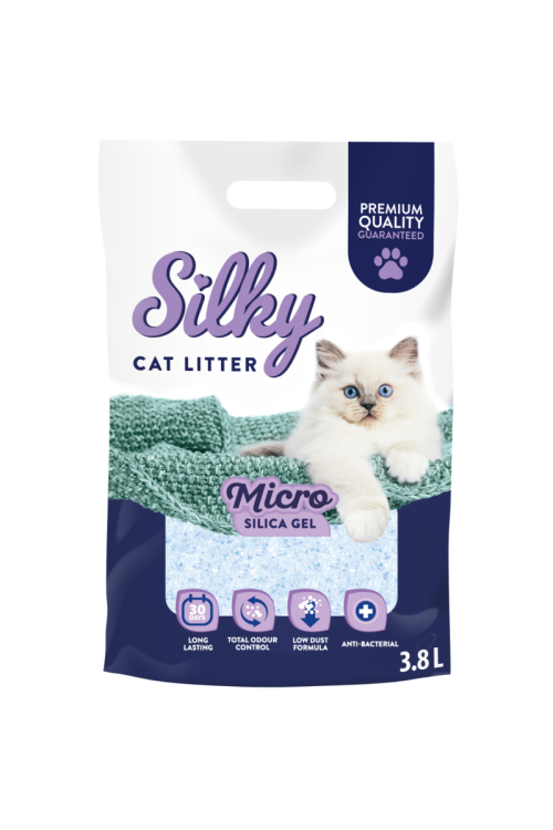Żwirek silikonowy dla kota bezpyłowy SILKY MICRO  3,8l