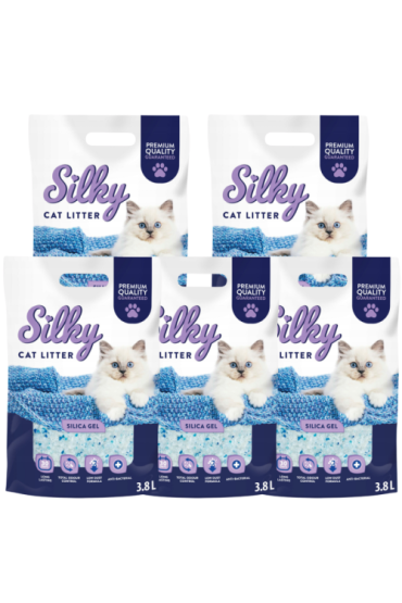 Żwirek silikonowy dla kota Silky 3,8l  | zestaw 5 szt.