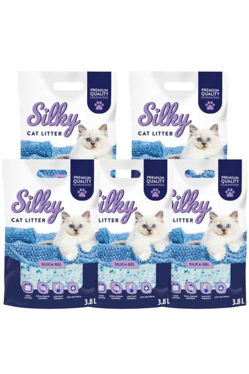 Żwirek silikonowy dla kota Silky 3,8l  | zestaw 5 szt.