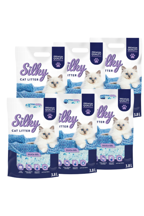 Żwirek silikonowy dla kota Silky 3,8l  | zestaw 6 szt.