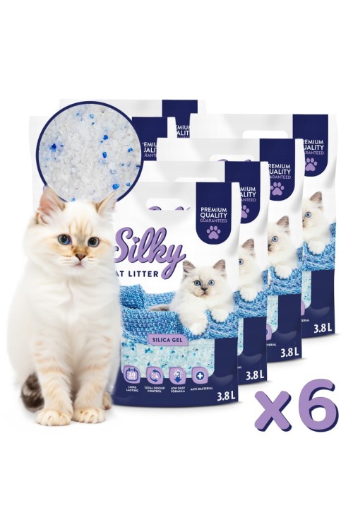Żwirek silikonowy dla kota Silky 3,8l  | zestaw 6 szt.