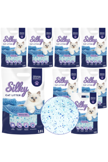 Żwirek silikonowy dla kota Silky 3,8l  | zestaw 8 szt.