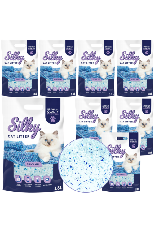 Żwirek silikonowy dla kota Silky 3,8l  | zestaw 8 szt.