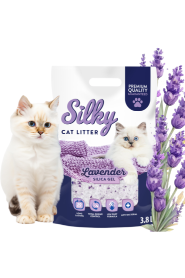 Żwirek silikonowy dla kota bezpyłowy SILKY Lavender 3,8l