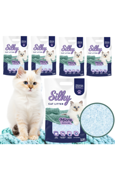 Żwirek silikonowy dla kota bezpyłowy MICRO SILKY 3,8l zestaw 5 szt.